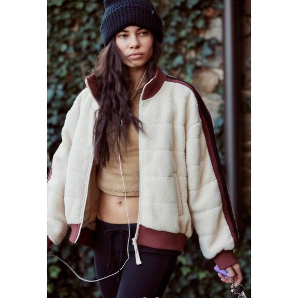 NWT Free People FP Movement Fleecy Sherpa Scrunchy Pippa Jacket Size Large - Picture 5 of 11